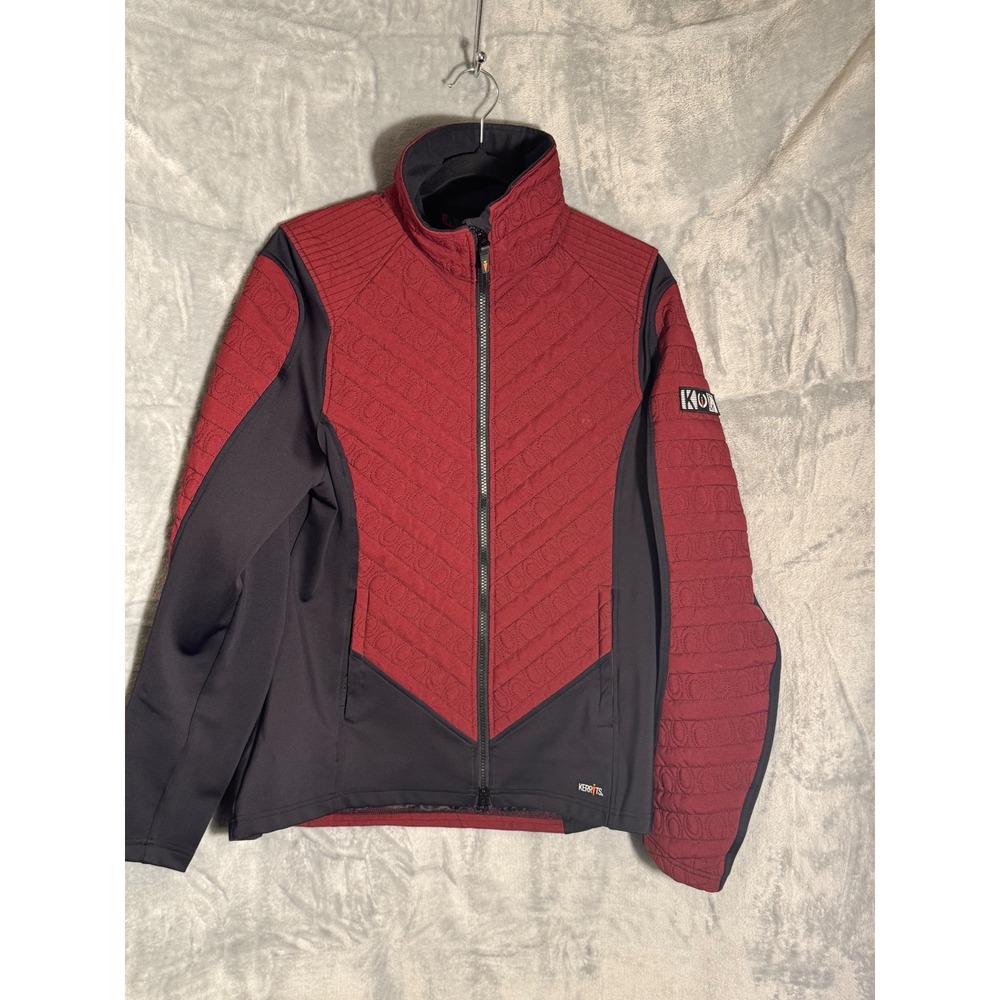 Kerrits Womens Red Black Quilted Horseshoe Equestrian Full Zip Jacket 
Large
